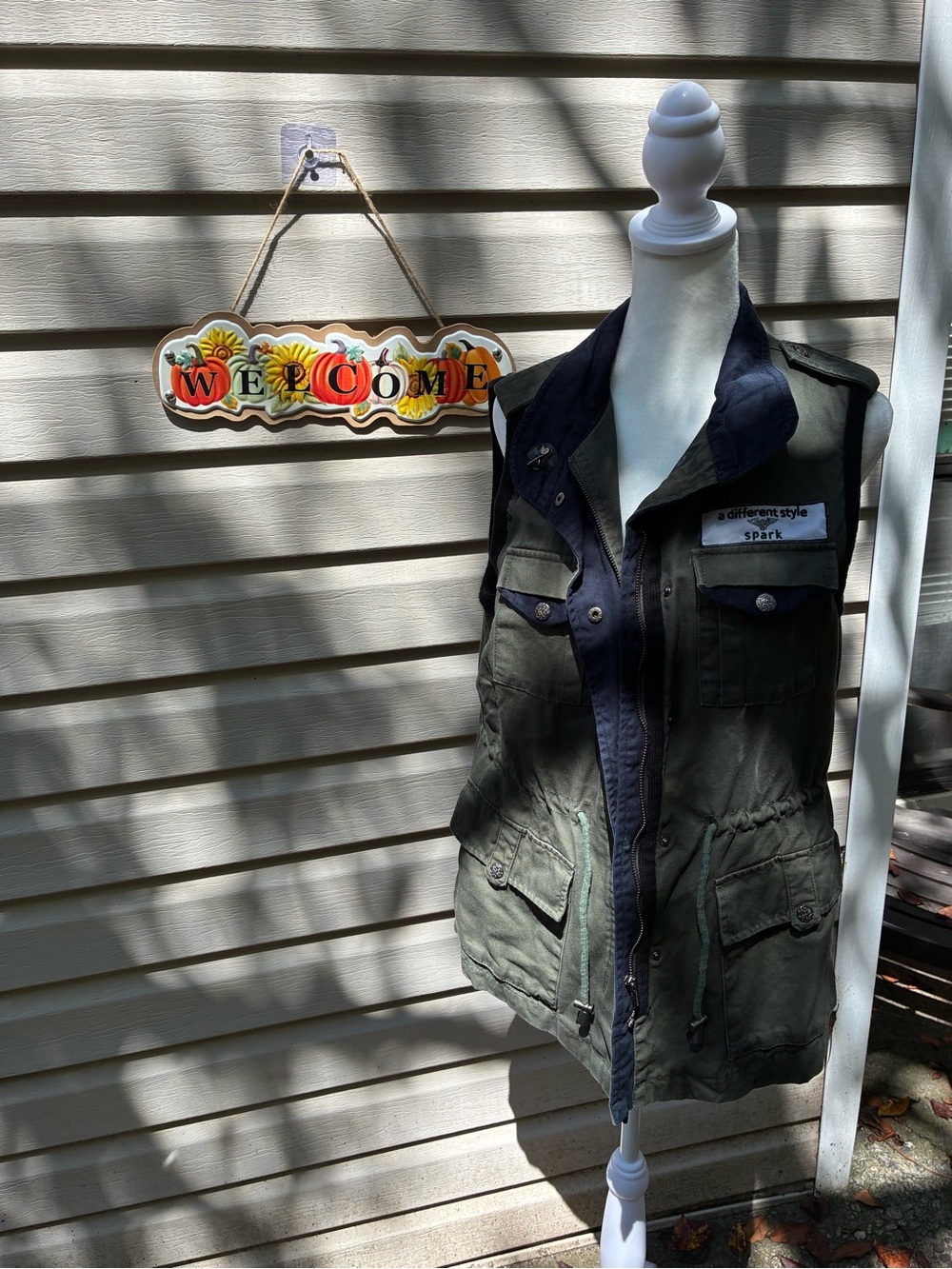 Olive & Navy Utility Vest Jacket